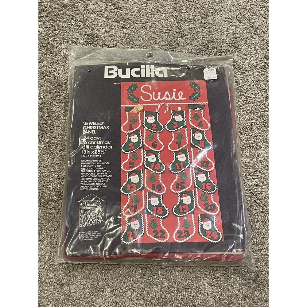 BUCILLA #3597 Felt Jeweled Advent Calendar Gift Stockings Wall Hanging Christmas